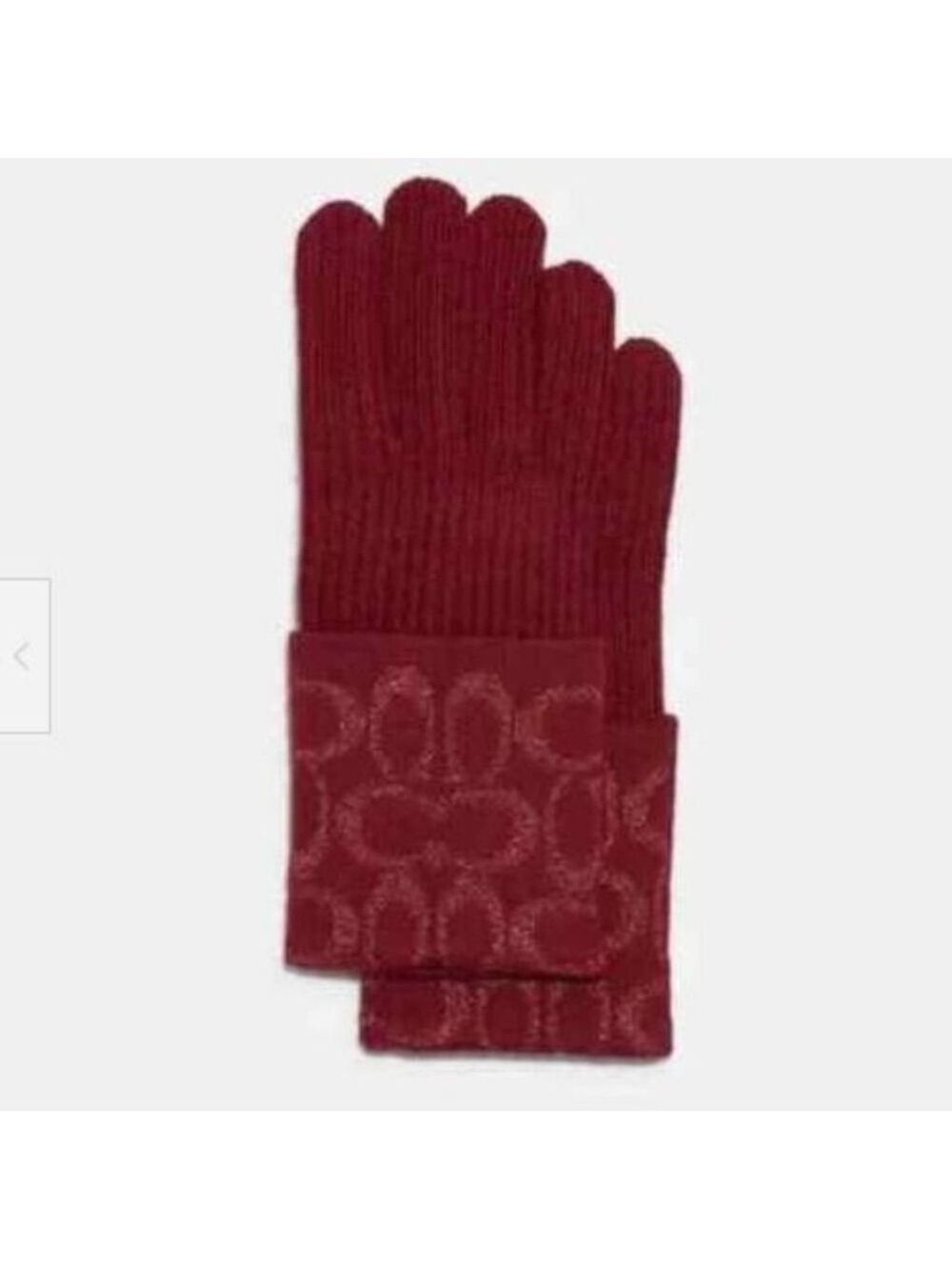 COACH SIGNATURE KNIT TECH GLOVES CHERRY ONE SIZE